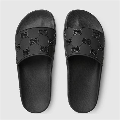 black gucci women slides|gucci slides black worn.